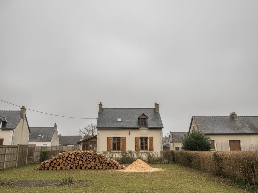 Espace dégagé après abattage et évacuation complète du chêne dans le jardin à Orvault