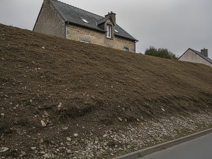 Talus dégagé après coupe des ligneux et évacuation des déchets verts à Rezé